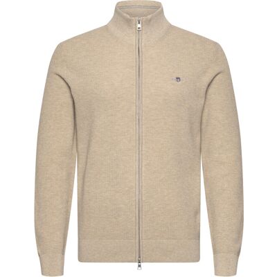 Gant Waffle Knit Zip Cardigan L OAT MELANGE L Gant Waffle Knit Zip Cardigan L OAT MELANGE L