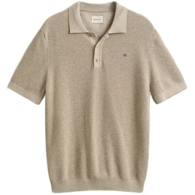 Gant Micro Textured Cotton Ss Polo XXXL OAT MELANGE XXXL Gant Micro Textured Cotton Ss Polo XXXL OAT MELANGE XXXL