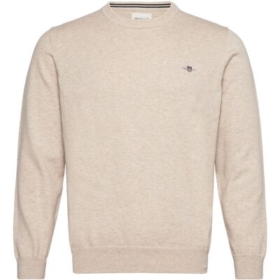Gant Classic Cotton C-Neck L LIGHT BEIGE MELANGE L Gant Classic Cotton C-Neck L LIGHT BEIGE MELANGE L