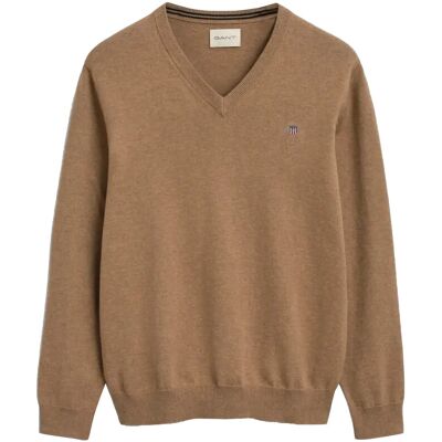 Gant Classic Cotton V-Neck L DK. SAND MELANGE L Gant Classic Cotton V-Neck L DK. SAND MELANGE L