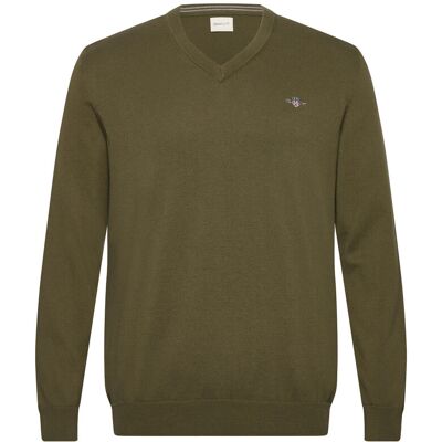 Gant Classic Cotton V-Neck L MOSS GREEN L Gant Classic Cotton V-Neck L MOSS GREEN L