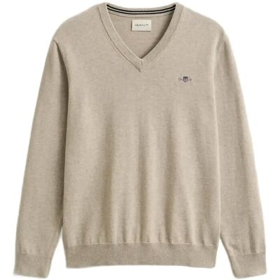 Gant Classic Cotton V-Neck S OAT MELANGE S Gant Classic Cotton V-Neck S OAT MELANGE S