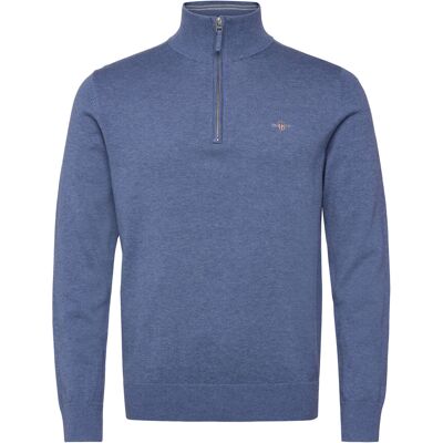 Gant Classic Cotton Half Zip L DENIM BLUE MELANGE L Gant Classic Cotton Half Zip L DENIM BLUE MELANGE L