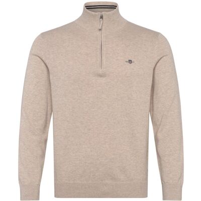 Gant Classic Cotton Half Zip XL LIGHT BEIGE MELANGE XL Gant Classic Cotton Half Zip XL LIGHT BEIGE MELANGE XL