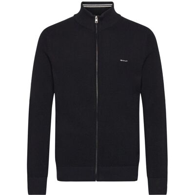 Gant Cotton Pique Zip Cardigan XXXL BLACK XXXL Gant Cotton Pique Zip Cardigan XXXL BLACK XXXL