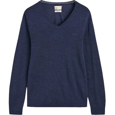 Gant Extrafine Merino Wool V-Neck M MARINE MELANGE M Gant Extrafine Merino Wool V-Neck M MARINE MELANGE M