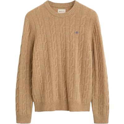 Gant Lambswool Cable C-Neck XL KHAKI MELANGE XL Gant Lambswool Cable C-Neck XL KHAKI MELANGE XL