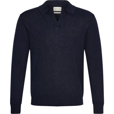 Gant Linen Blend Polo S EVENING BLUE S Gant Linen Blend Polo S EVENING BLUE S