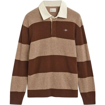 Gant Extrafine Lambswool Striped Polo XXXL DK. SAND MELANGE XXXL Gant Extrafine Lambswool Striped Polo XXXL DK. SAND MELANGE XXXL