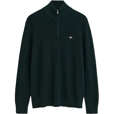 Gant Cotton Merino Ribbed Half Zip L TARTAN GREEN L Gant Cotton Merino Ribbed Half Zip L TARTAN GREEN L