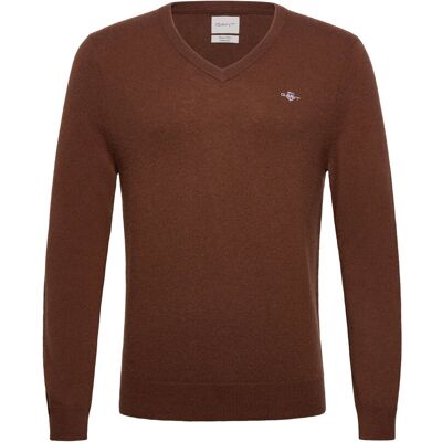 Gant Extrafine Lambswool V-Neck S MAHOGANY BROWN S Gant Extrafine Lambswool V-Neck S MAHOGANY BROWN S