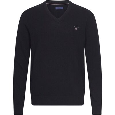 Gant Extrafine Lambswool V-Neck O/S S BLACK S Gant Extrafine Lambswool V-Neck O/S S BLACK S