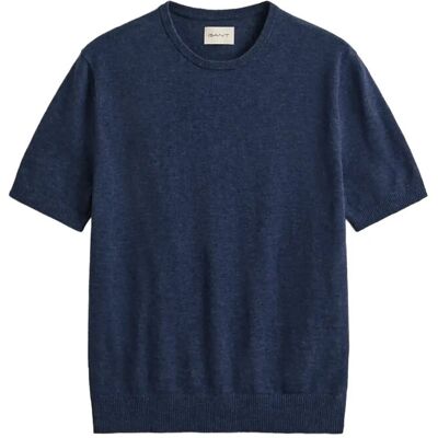 Gant Slub Cotton Linen Ss C-Neck S DARK INDIGO MELANGE S Gant Slub Cotton Linen Ss C-Neck S DARK INDIGO MELANGE S