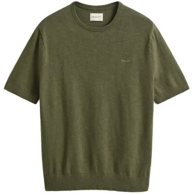 Gant Slub Cotton Linen Ss C-Neck M DRY HERB GREEN M Gant Slub Cotton Linen Ss C-Neck M DRY HERB GREEN M