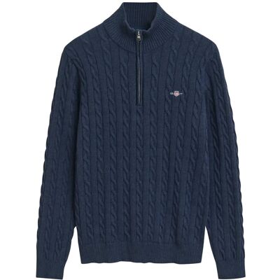Gant Cable Knit Half-Zip Sweater S DARK JEANSBLUE MELANGE S Gant Cable Knit Half-Zip Sweater S DARK JEANSBLUE MELANGE S