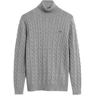 Gant Cotton Cable Turtle Neck S GREY MELANGE S Gant Cotton Cable Turtle Neck S GREY MELANGE S