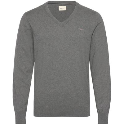 Gant Shield Cotton V-Neck S DARK GREY MELANGE S Gant Shield Cotton V-Neck S DARK GREY MELANGE S