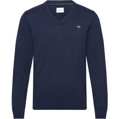Gant Shield Cotton V-Neck M DARK JEANSBLUE MELANGE M Gant Shield Cotton V-Neck M DARK JEANSBLUE MELANGE M