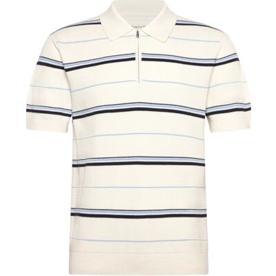 Gant Striped Textured Zip Polo M EGGSHELL M Gant Striped Textured Zip Polo M EGGSHELL M