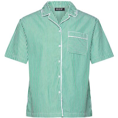 H2O Rønne Essential Pajamas Shirt M GREEN/WHITE M H2O Rønne Essential Pajamas Shirt M GREEN/WHITE M