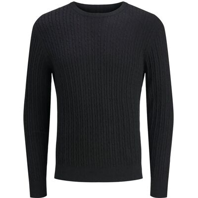 Jack & Jones Jjeemil Knit Cable Crew Neck Noos XXL BLACK XXL Jack & Jones Jjeemil Knit Cable Crew Neck Noos XXL BLACK XXL
