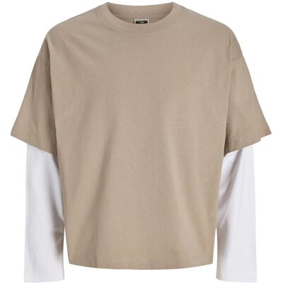 Jack & Jones Jcobiarritz Doublelayer Tee Ls Styd Ss26 L CROCKERY L Jack & Jones Jcobiarritz Doublelayer Tee Ls Styd Ss26 L CROCKERY L