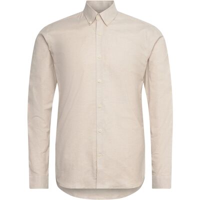 Lindbergh Yarn Dyed Oxford Superflex Shirt L/S XXL LT SAND MIX XXL Lindbergh Yarn Dyed Oxford Superflex Shirt L/S XXL LT SAND MIX XXL