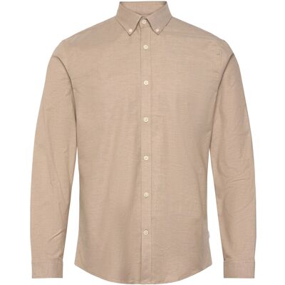 Lindbergh Yarn Dyed Oxford Superflex Shirt L/S XL LT STONE MIX XL Lindbergh Yarn Dyed Oxford Superflex Shirt L/S XL LT STONE MIX XL