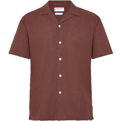 Lindbergh Casual Linen Blend Resort S/S S CACAO S Lindbergh Casual Linen Blend Resort S/S S CACAO S