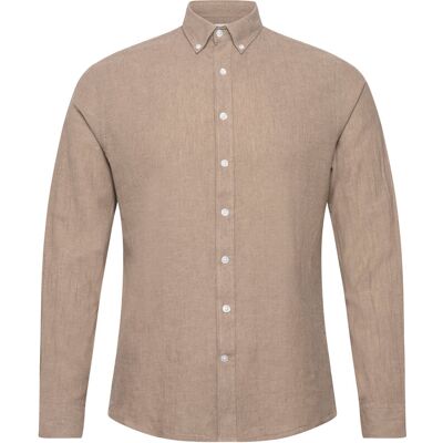 Lindbergh Linen/Cotton Shirt L/S XXL MID STONE XXL Lindbergh Linen/Cotton Shirt L/S XXL MID STONE XXL