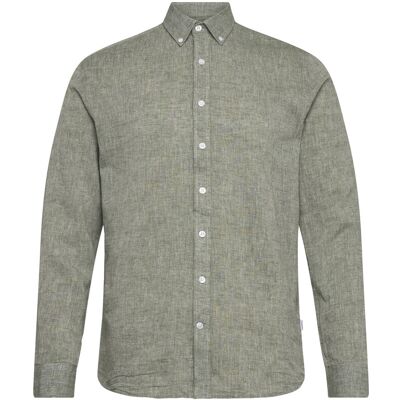 Lindbergh Linen/Cotton Shirt L/S S ARMY S Lindbergh Linen/Cotton Shirt L/S S ARMY S