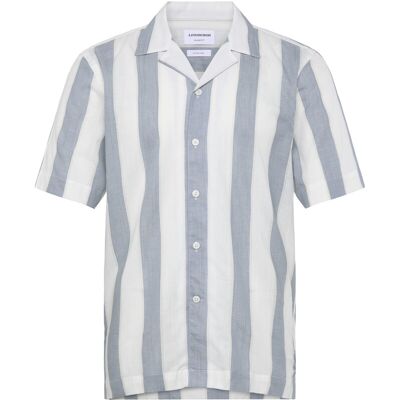 Lindbergh Striped Linen/Cotton Shirt S/Sstriped Linen/Cotton Shirt S/S L DK AQUA L Lindbergh Striped Linen/Cotton Shirt S/Sstriped Linen/Cotton Shirt S/S L DK AQUA L
