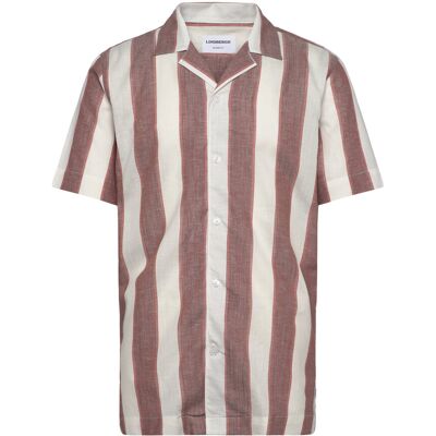 Lindbergh Striped Linen/Cotton Shirt S/Sstriped Linen/Cotton Shirt S/S L DK CLAY L Lindbergh Striped Linen/Cotton Shirt S/Sstriped Linen/Cotton Shirt S/S L DK CLAY L