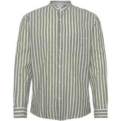 Lindbergh Wide Striped Cotton/Linen Shirt L/S S ARMY S Lindbergh Wide Striped Cotton/Linen Shirt L/S S ARMY S