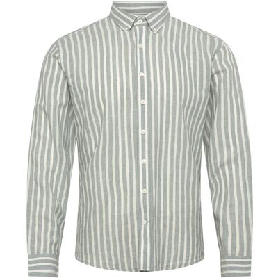 Lindbergh Wide Striped Cotton/Linen Shirt L/S XL DK AQUA XL Lindbergh Wide Striped Cotton/Linen Shirt L/S XL DK AQUA XL