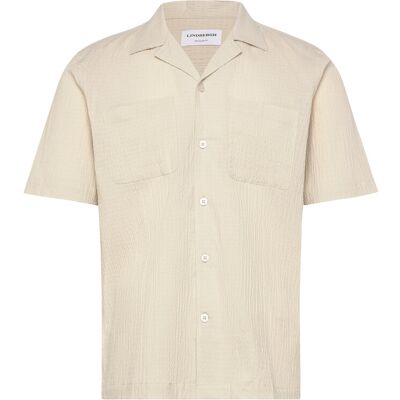 Lindbergh Seersucker Shirt S/S XXL LT STONE XXL Lindbergh Seersucker Shirt S/S XXL LT STONE XXL