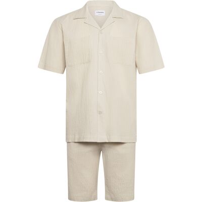 Lindbergh Seersucker Shirt S/S+Shorts XXL LT STONE XXL Lindbergh Seersucker Shirt S/S+Shorts XXL LT STONE XXL