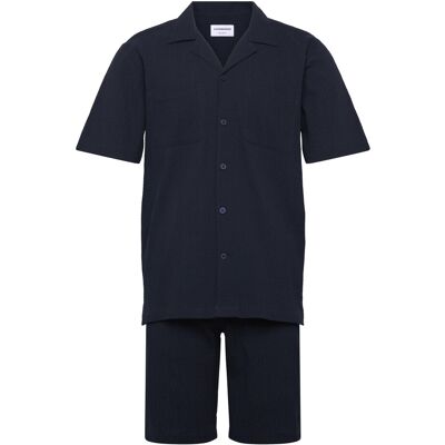 Lindbergh Seersucker Shirt S/S+Shorts L NAVY L Lindbergh Seersucker Shirt S/S+Shorts L NAVY L