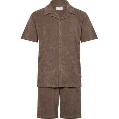 Lindbergh Relaxed Fit Towel Shirt S/S Set XXL DK STONE XXL Lindbergh Relaxed Fit Towel Shirt S/S Set XXL DK STONE XXL