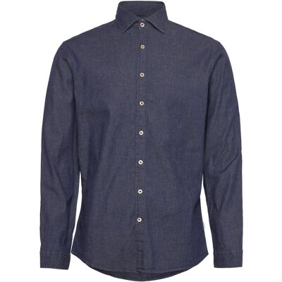 Lindbergh Soft Indigo Stretch Shirt L/S M DK BLUE M Lindbergh Soft Indigo Stretch Shirt L/S M DK BLUE M