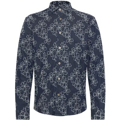 Lindbergh Washed Denim Shirt W?. Embroidery L L DK BLUE L Lindbergh Washed Denim Shirt W?. Embroidery L L DK BLUE L