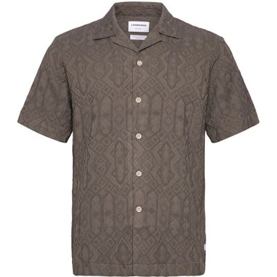 Lindbergh Textured Shirt S/S XL DK KHAKI XL Lindbergh Textured Shirt S/S XL DK KHAKI XL