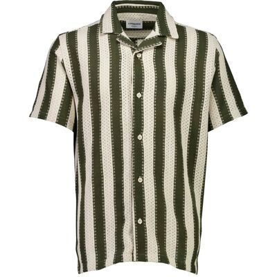 Lindbergh Bold Striped Resort Shirt S/S XL DK KHAKI XL Lindbergh Bold Striped Resort Shirt S/S XL DK KHAKI XL