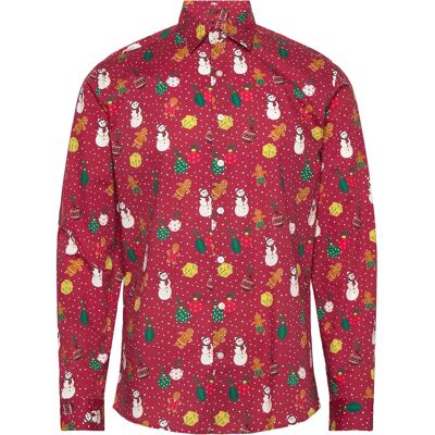 Lindbergh Aop Christmas Shirt L/S S RED S Lindbergh Aop Christmas Shirt L/S S RED S