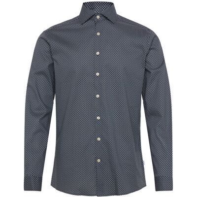 Lindbergh Aop Cotton Superflex Shirt L/S L DK BLUE L Lindbergh Aop Cotton Superflex Shirt L/S L DK BLUE L