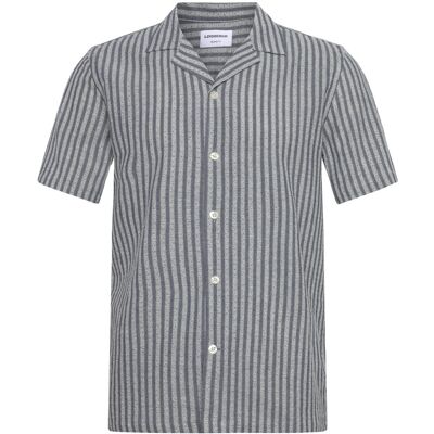 Lindbergh Cotton Structure Shirt S/S L DK BLUE L Lindbergh Cotton Structure Shirt S/S L DK BLUE L