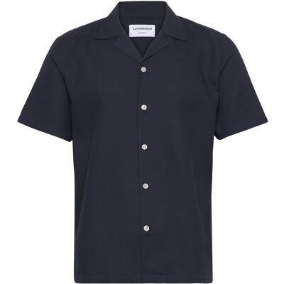 Lindbergh Solid Dobby Cotton Shirt S/S L NAVY L Lindbergh Solid Dobby Cotton Shirt S/S L NAVY L