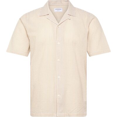 Lindbergh Striped Seersucker Resort Shirt S/S XL SAND XL Lindbergh Striped Seersucker Resort Shirt S/S XL SAND XL