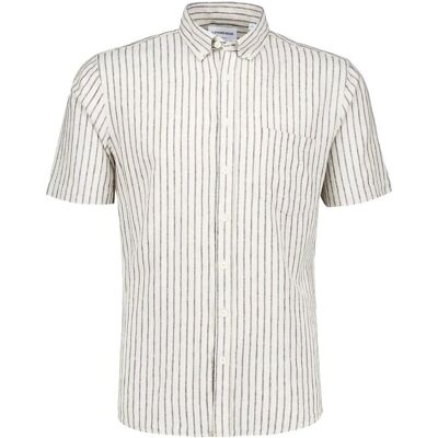 Lindbergh Striped Cotton/Linen Shirt S/S XXL SAND XXL Lindbergh Striped Cotton/Linen Shirt S/S XXL SAND XXL