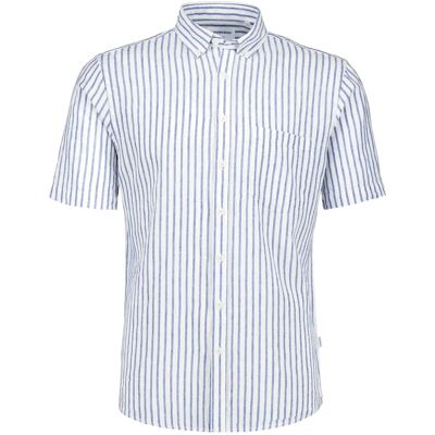 Lindbergh Striped Cotton/Linen Shirt S/S M WHITE M Lindbergh Striped Cotton/Linen Shirt S/S M WHITE M